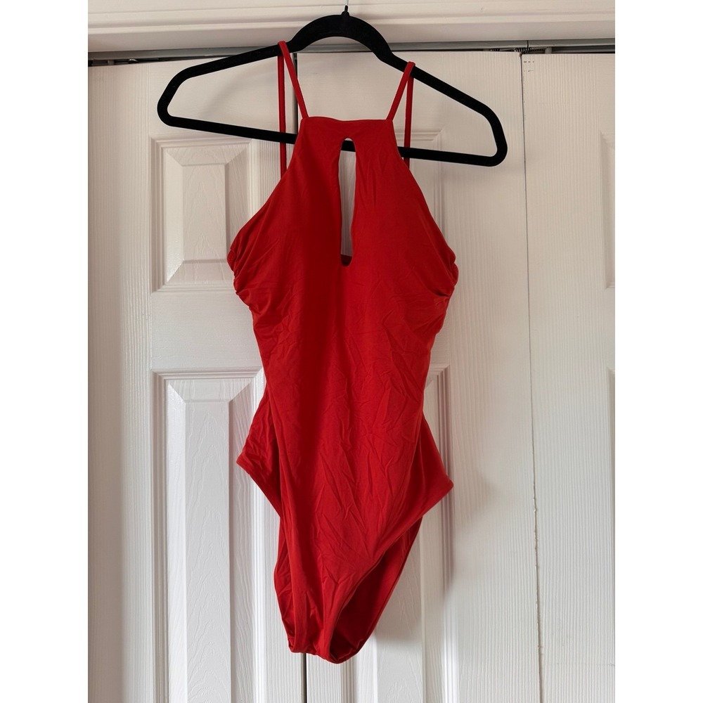 Becca by Rebecca Virtue Burnt Orange Cutout One Piece Swimsuit Size M